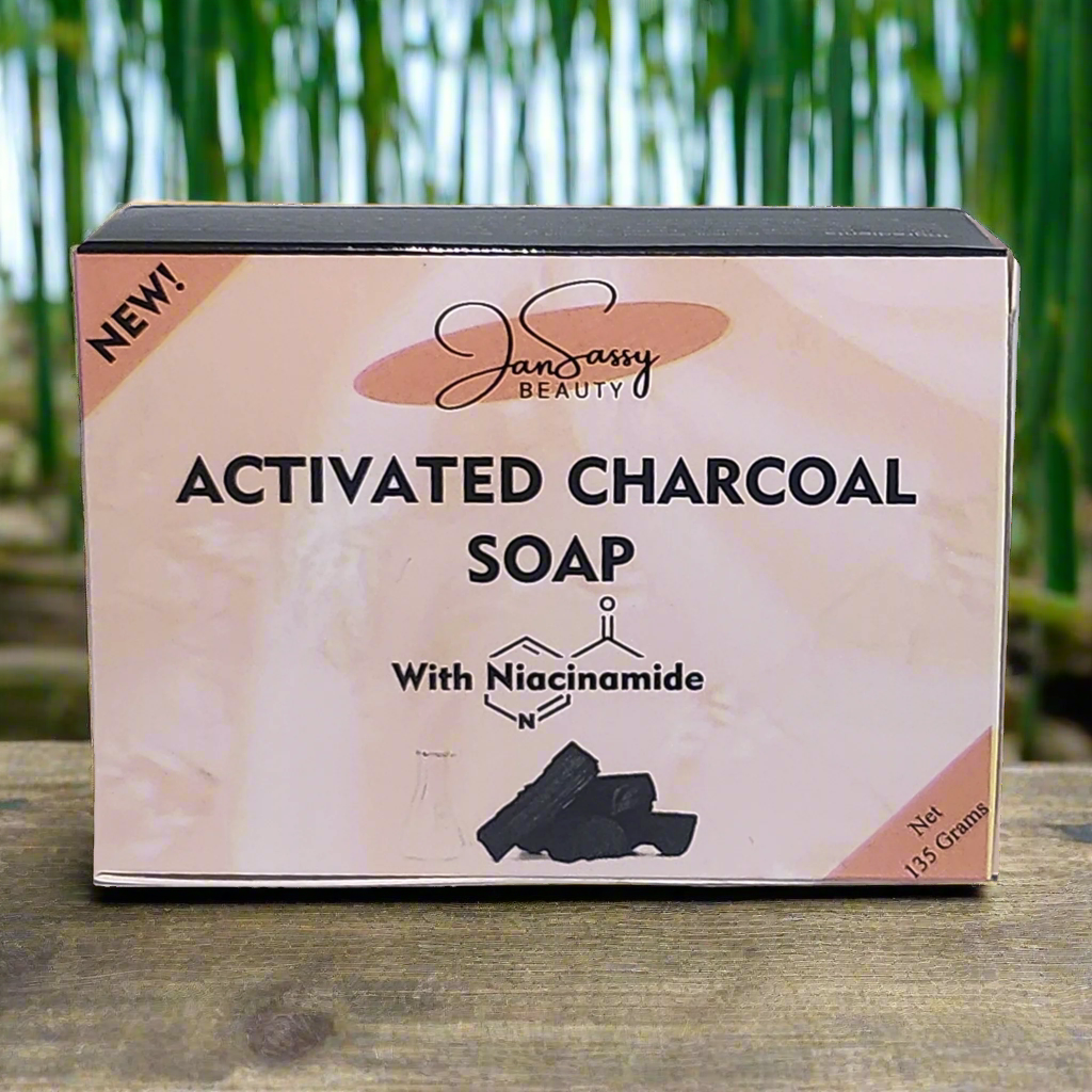 JanSassy Charcoal Soap with Niacinamide β Whitening & Brightening Soap