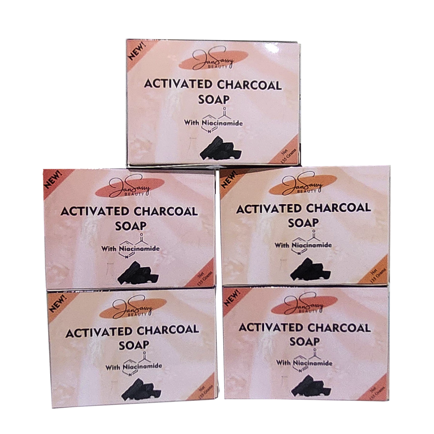 JanSassy Charcoal Soap with Niacinamide β Whitening & Brightening Soap